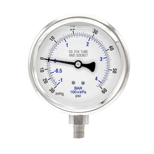 Pic Gauges 4 in Dial, 1/4 in NPT Male Lower Location, Stainless Steel Case Material PRO-301L-404CD-01 - main